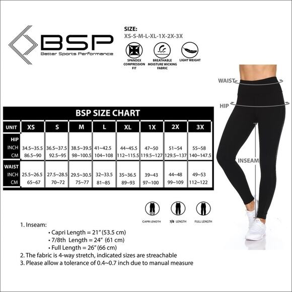 BSP Better Sports Performance Water Cloud 7/8 Mesh Pocket Leggings Size Large - Picture 7 of 7